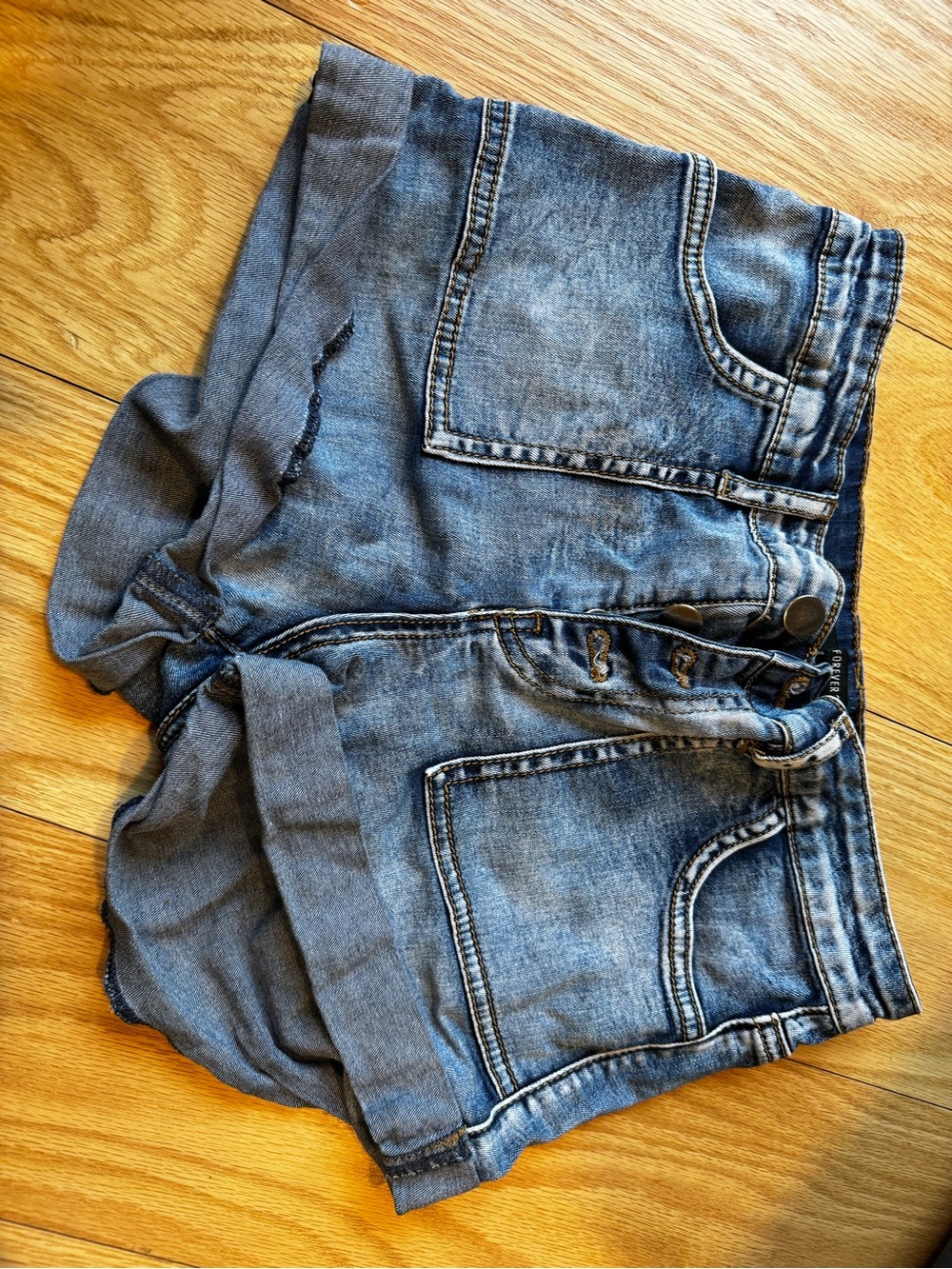 Forever 21 Blue Denim Jean Shorts with Buttons